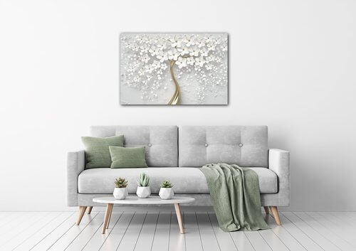 Obraz Biely strom s kvetinami - 60 x 40 cm