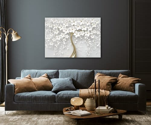 Obraz Biely strom s kvetinami - 70 x 50 cm