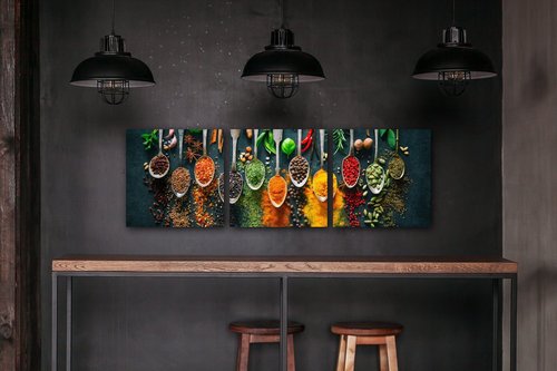 Obraz Korenie na lyžičkách - 90 x 30 cm (3 dielny)
