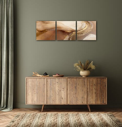 Obraz Abstrakt zlatý mramor - 90 x 30 cm (3 dielny)