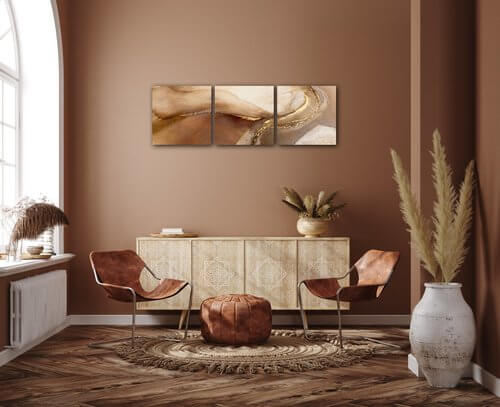 Obraz Abstrakt zlatý mramor - 90 x 30 cm (3 dielny)
