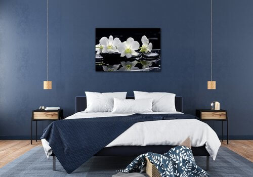 Obraz Biele orchidee na čiernom pozadí - 60 x 40 cm