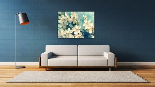 Obraz Čerešňový kvet modré pozadie - 60 x 40 cm