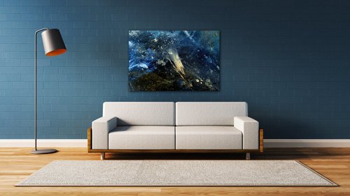 Obraz Abstrakt modrý so zlatým detailom - 60 x 40 cm