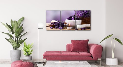 Obraz Levanduľovej zátišie - 150 x 70 cm (3 dielny)