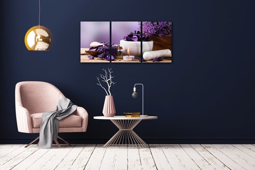 Obraz Levanduľovej zátišie - 150 x 70 cm (3 dielny)
