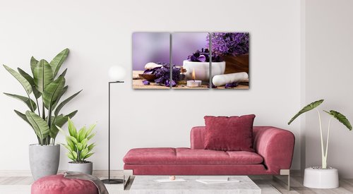 Obraz Levanduľovej zátišie - 120 x 60 cm (3 dielný)