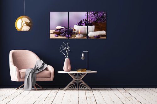 Obraz Levanduľovej zátišie - 120 x 60 cm (3 dielný)