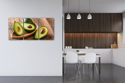Obraz Avokáda na dreve - 120 x 60 cm (3 dielný)