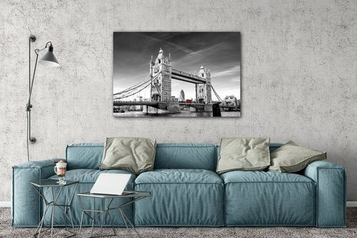 Obraz Tower Bridge čiernobielý - 30 x 20 cm