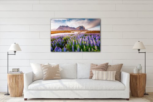 Obraz Horská krajina s kvety - 90 x 60 cm