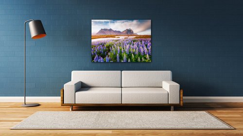 Obraz Horská krajina s kvety - 70 x 50 cm