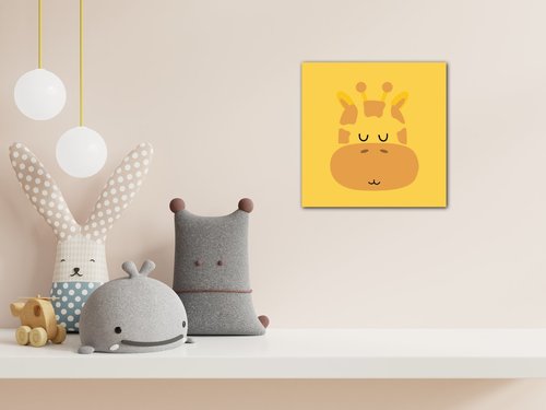 Obraz Cute giraffe yellow background - 30 x 30 cm