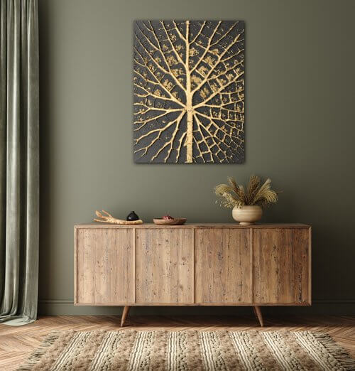 Obraz Zlatá štruktúra listu - 70 x 90 cm