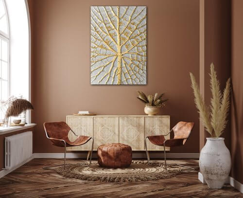 Obraz Zlatý list na bielom pozadí - 50 x 70 cm
