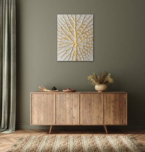 Obraz Zlatý list na bielom pozadí - 70 x 90 cm