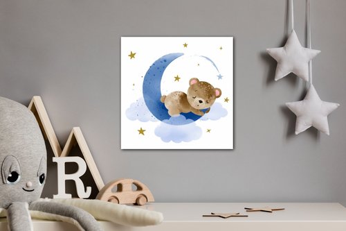 Obraz Medvedík na modrom mesiaci - 40 x 40 cm