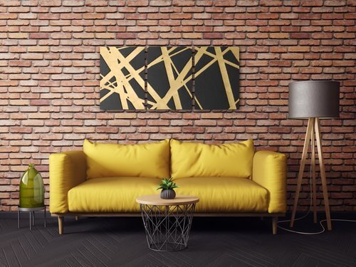 Obraz Abstraktný zlato šedý - 150 x 70 cm (3 dielny)