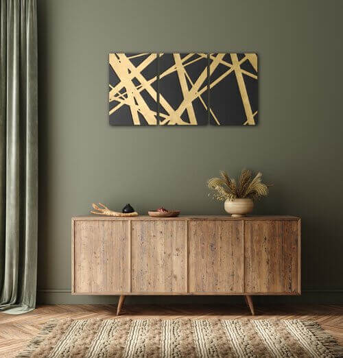 Obraz Abstraktný zlato šedý - 120 x 60 cm (3 dielný)
