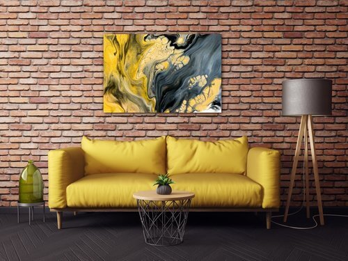 Obraz Abstraktný žlto sivý - 90 x 60 cm