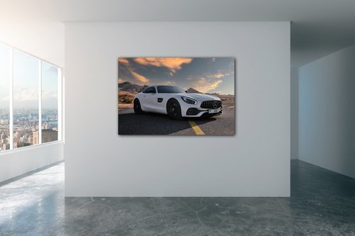 Obraz Mercedes AMG GT biely - 60 x 40 cm