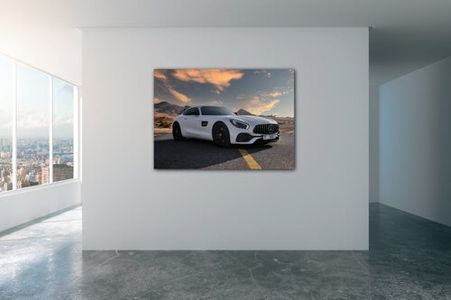 Obraz Mercedes AMG GT biely - 70 x 50 cm