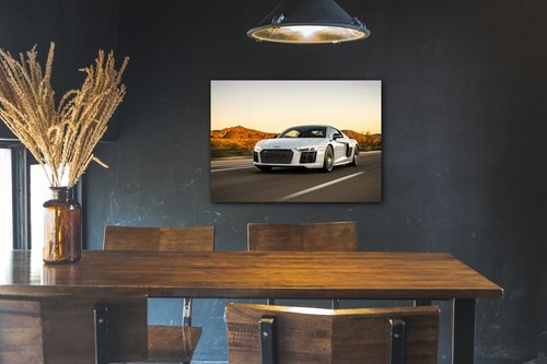 Obraz Audi R8 biela - 70 x 50 cm