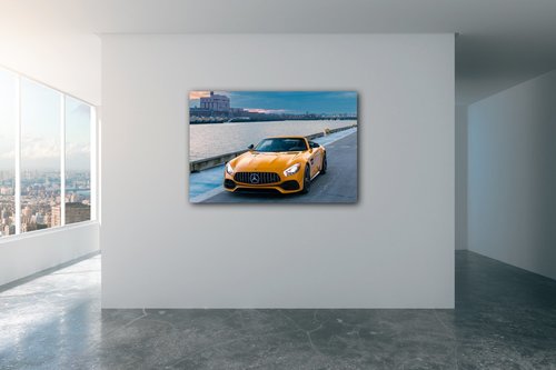 Obraz Mercedes AMG GTC žltý - 60 x 40 cm
