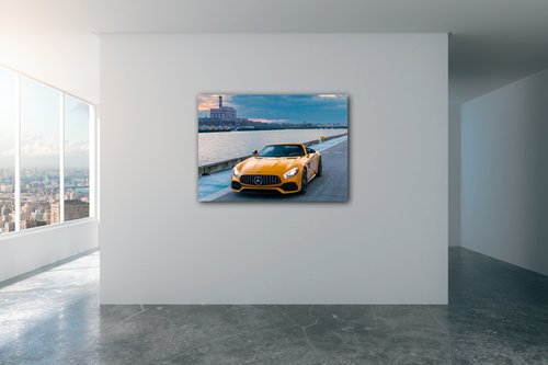 Obraz Mercedes AMG GTC žltý - 70 x 50 cm
