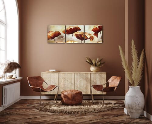 Obraz Malované kvety - 90 x 30 cm (3 dielny)