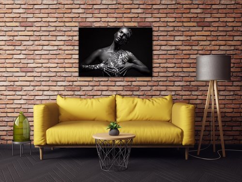 Obraz Portrét ženy čierno strieborný - 60 x 40 cm