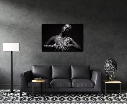 Obraz Portrét ženy čierno strieborný - 90 x 60 cm