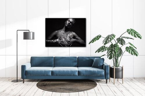 Obraz Portrét ženy čierno strieborný - 70 x 50 cm