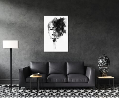 Obraz Maľovaný portrét ženy čiernobiely - 60 x 90 cm