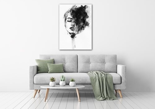 Obraz Maľovaný portrét ženy čiernobiely - 50 x 70 cm