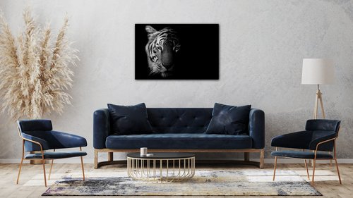 Obraz Tiger čiernobiely - 90 x 60 cm