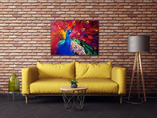 Obraz Farebný páv - 70 x 50 cm