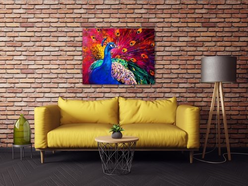 Obraz Farebný páv - 90 x 70 cm