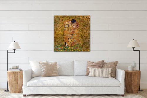 Obraz Reprodukcia Gustav Klimt bozk - 90 x 90 cm