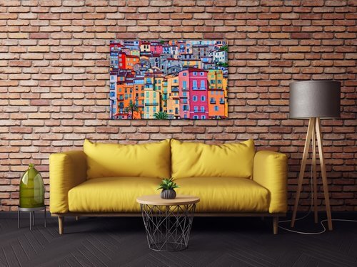 Obraz Farebné domy - 90 x 60 cm
