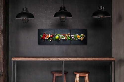 Obraz Druhy korenie - 90 x 30 cm (3 dielny)