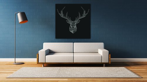 Obraz Jeleň čiernobiely - 90 x 90 cm
