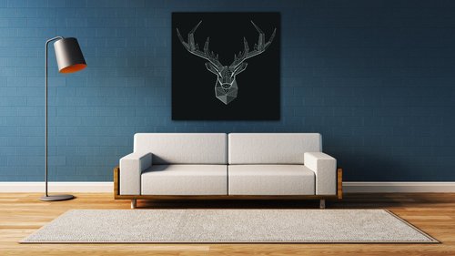 Obraz Jeleň čiernobiely - 40 x 40 cm