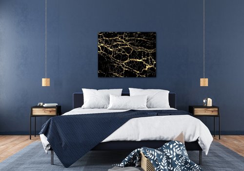 Obraz Mramor čierno-zlatý - 90 x 70 cm