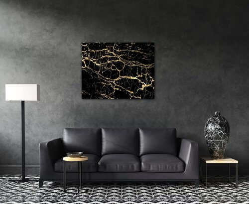 Obraz Mramor čierno-zlatý - 90 x 70 cm