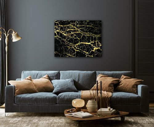 Obraz Mramor čierno-zlatý - 90 x 70 cm