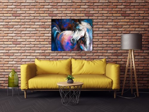 Obraz Farebný kôň - 90 x 70 cm