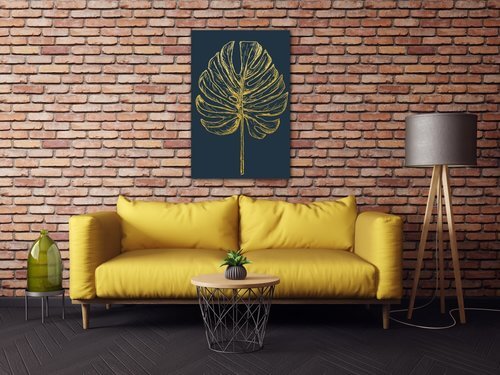 Obraz Zlatý kreslený list - 60 x 90 cm