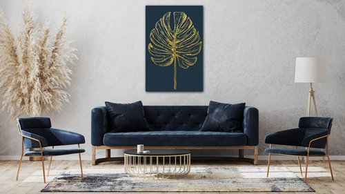 Obraz Zlatý kreslený list - 60 x 90 cm