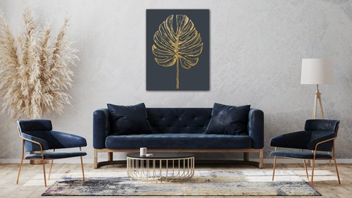 Obraz Zlatý kreslený list - 70 x 90 cm